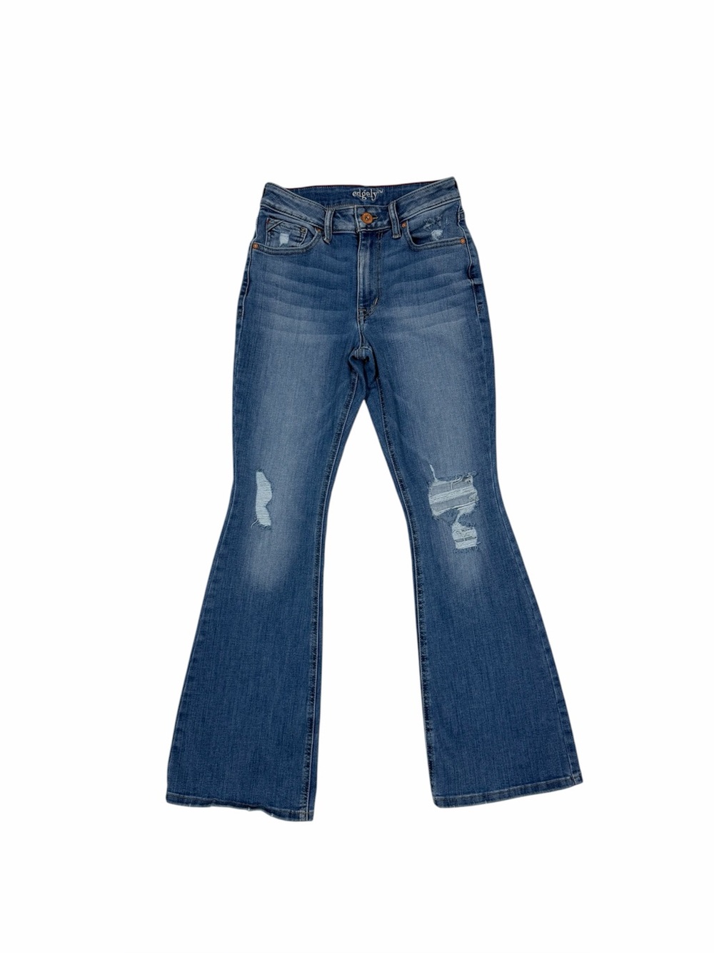 EDGELY “Maurice’s” high rise flare jeans medium wash Maurice’s distressed 6 Shor